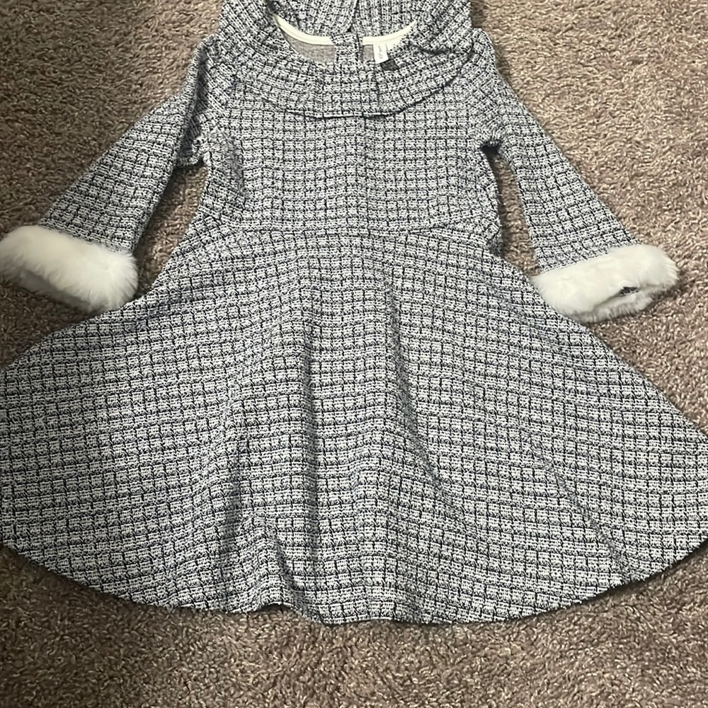 Janie and Jack cute, furry sleeve kids dress